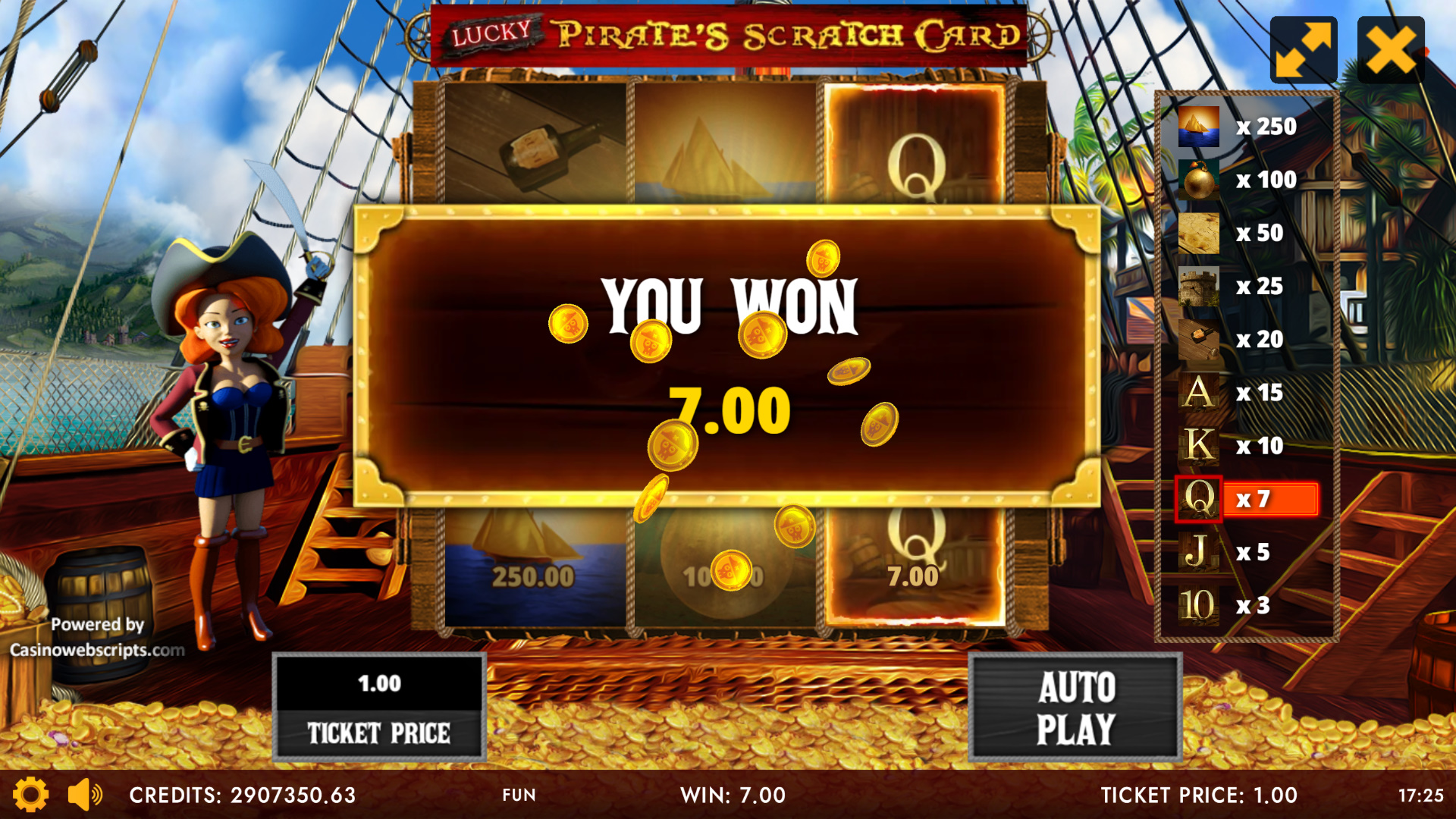 Lucky Pirate Bounty Scratch Card - Preview