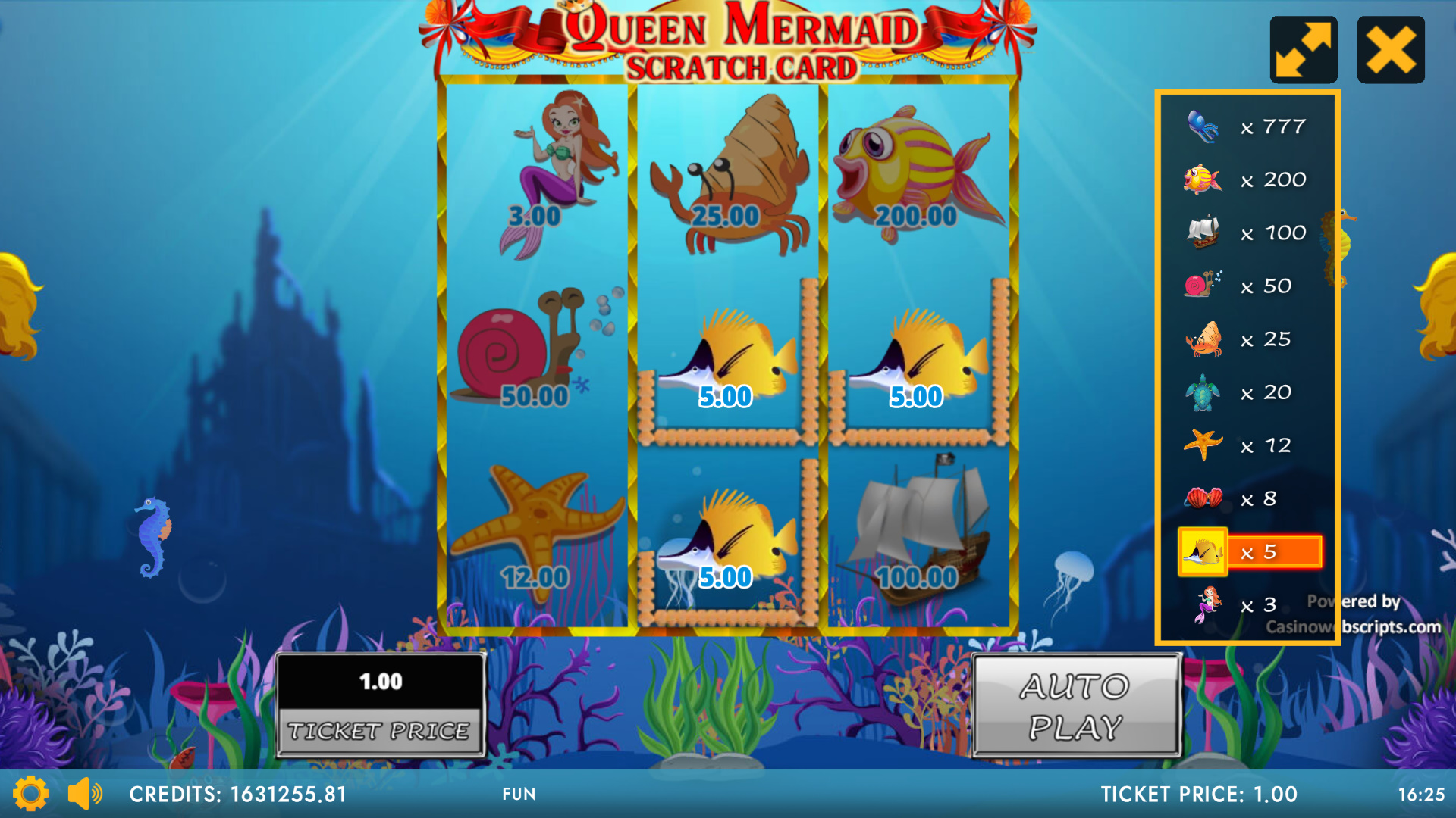 Queen Mermaid Deluxe Scratch Card - Preview
