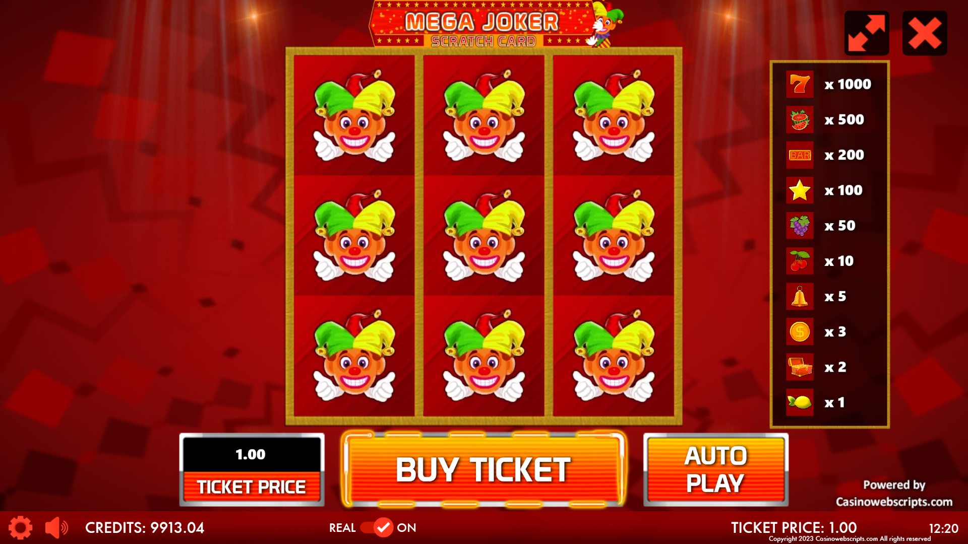 Mega Joker Jackpot Scratch Card - Preview