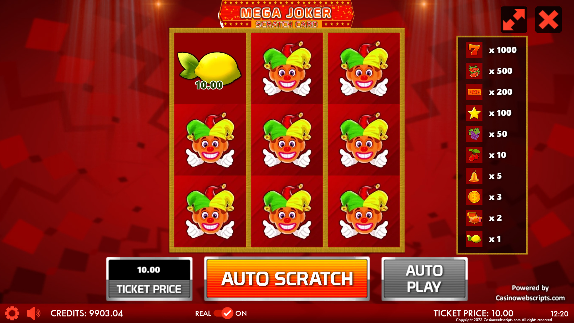 Mega Joker Jackpot Scratch Card - Preview