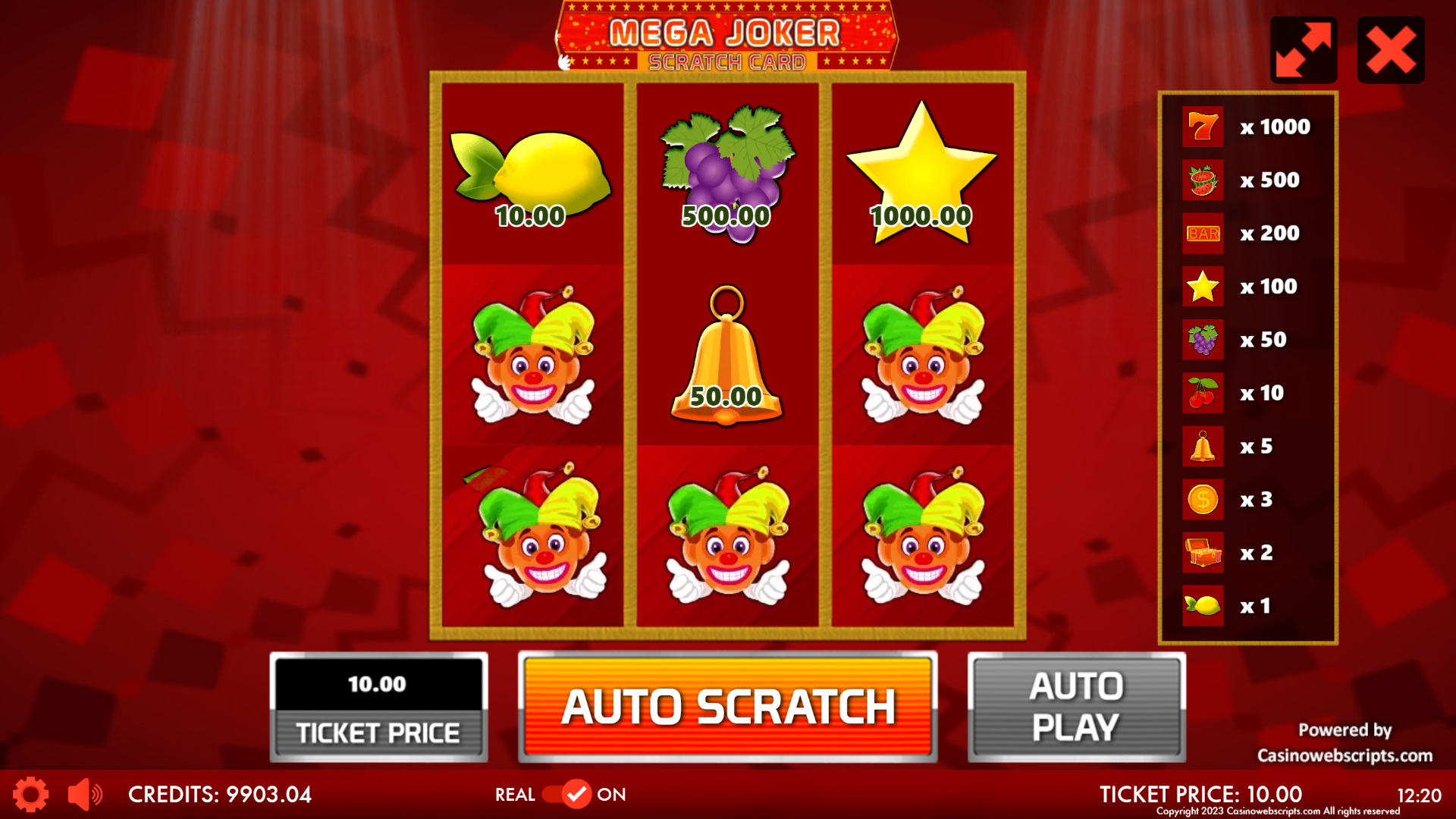 Mega Joker Jackpot Scratch Card - Preview