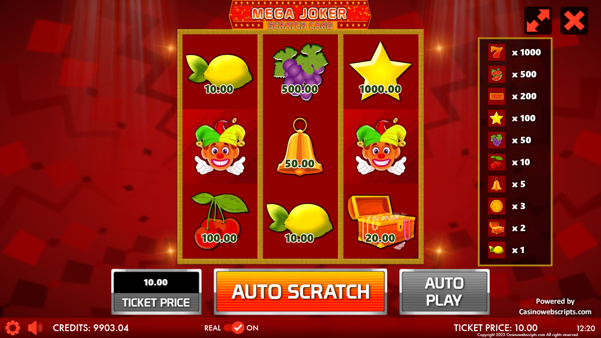 Mega Joker Jackpot Scratch Card - Preview