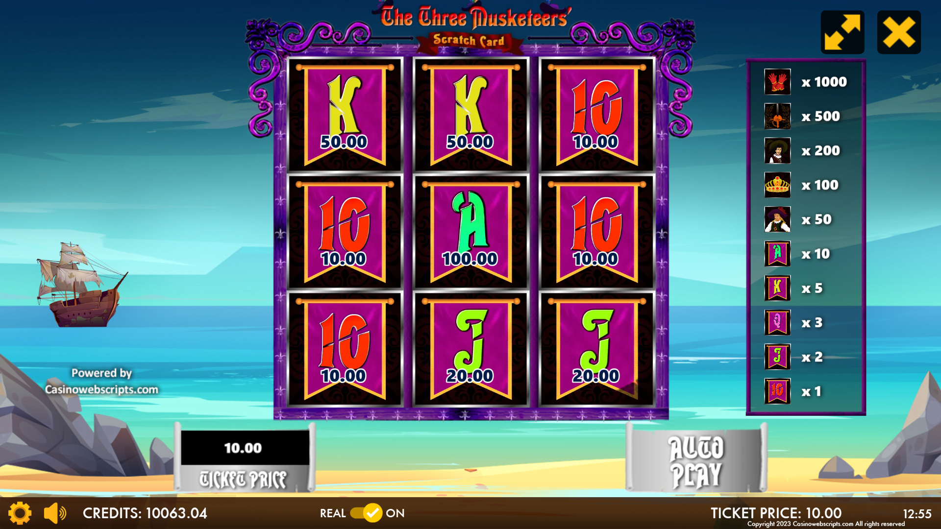 The Three Musketeers Scratch Card - Preview
