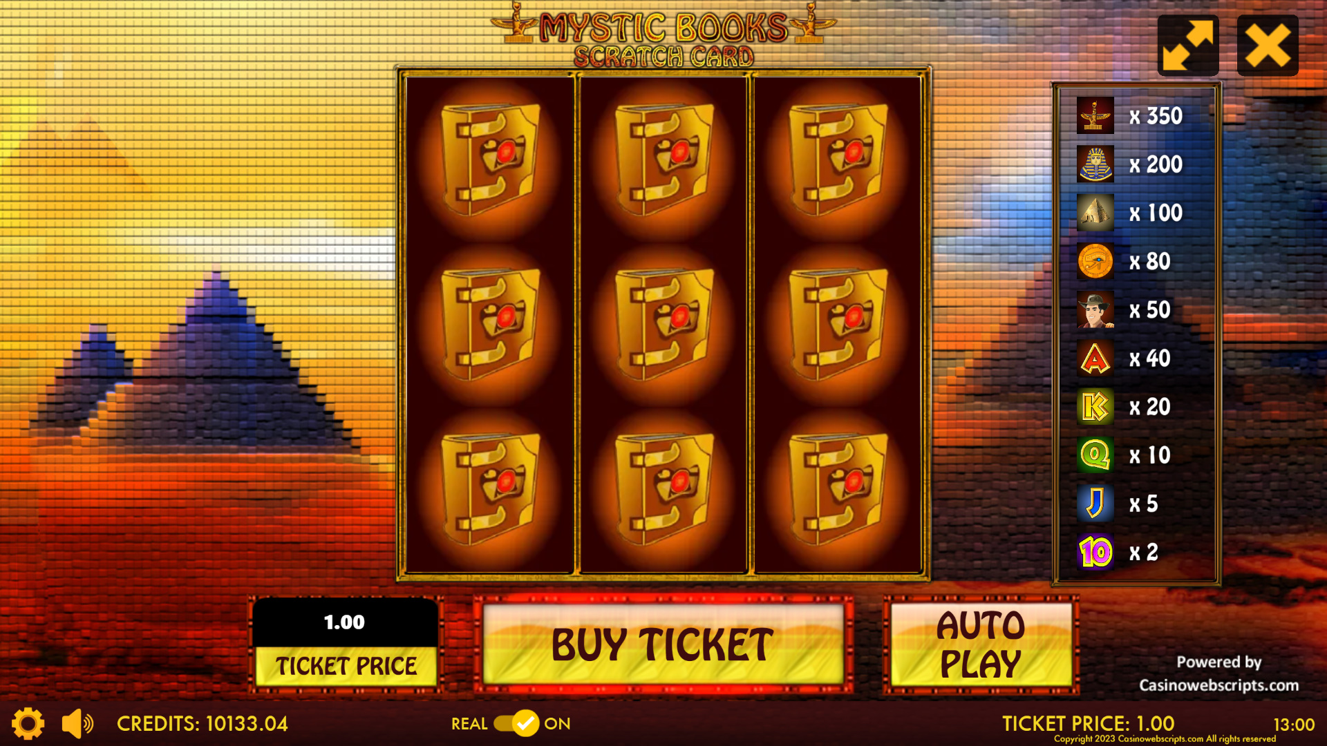 Mystic Books Scratch Card - Preview