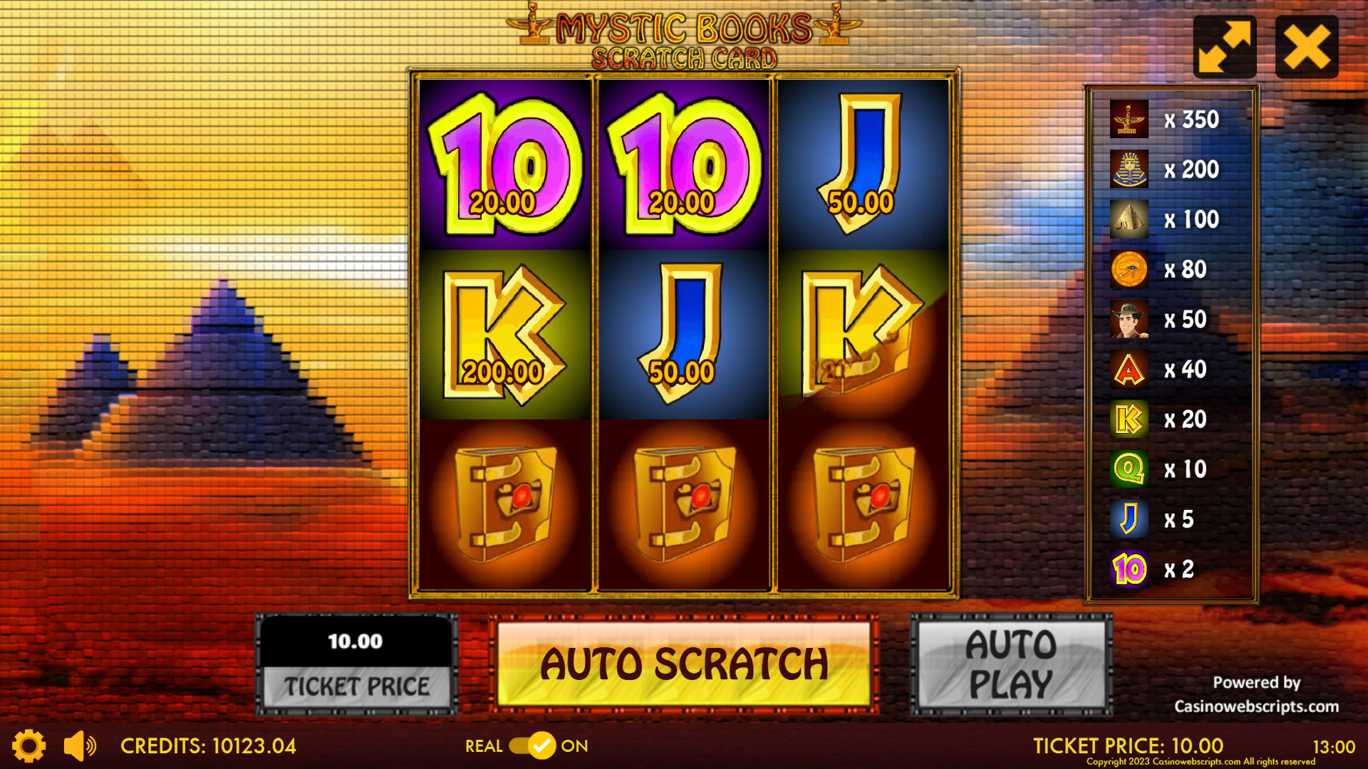 Mystic Books Scratch Card - Preview