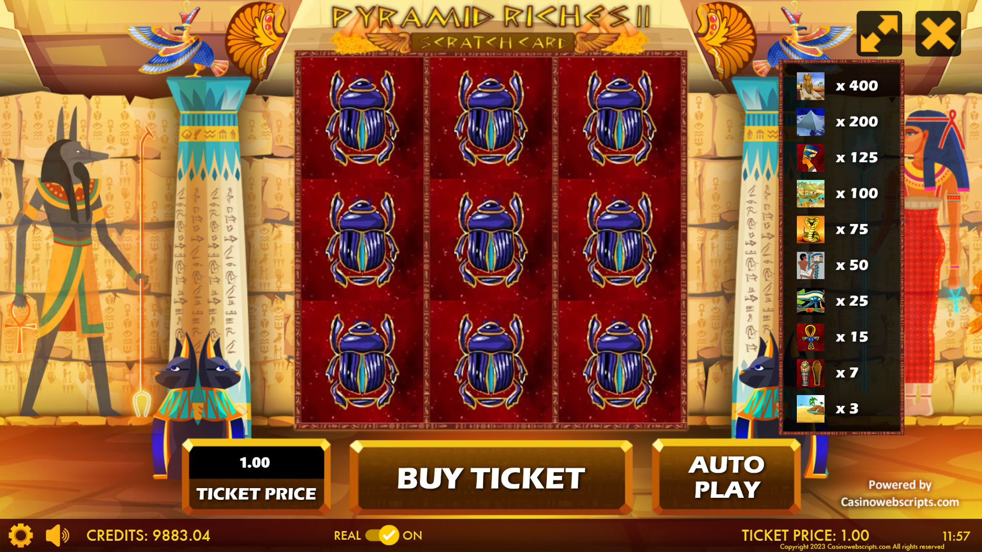 Pyramid Riches II Scratch Card - Preview
