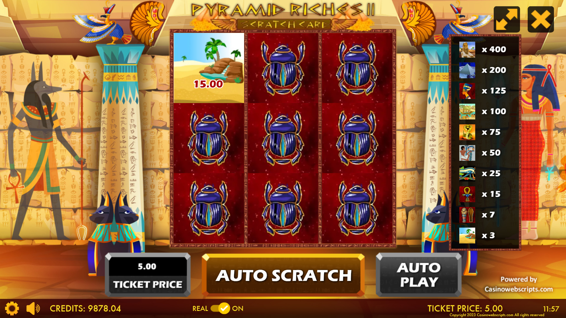 Pyramid Riches II Scratch Card - Preview