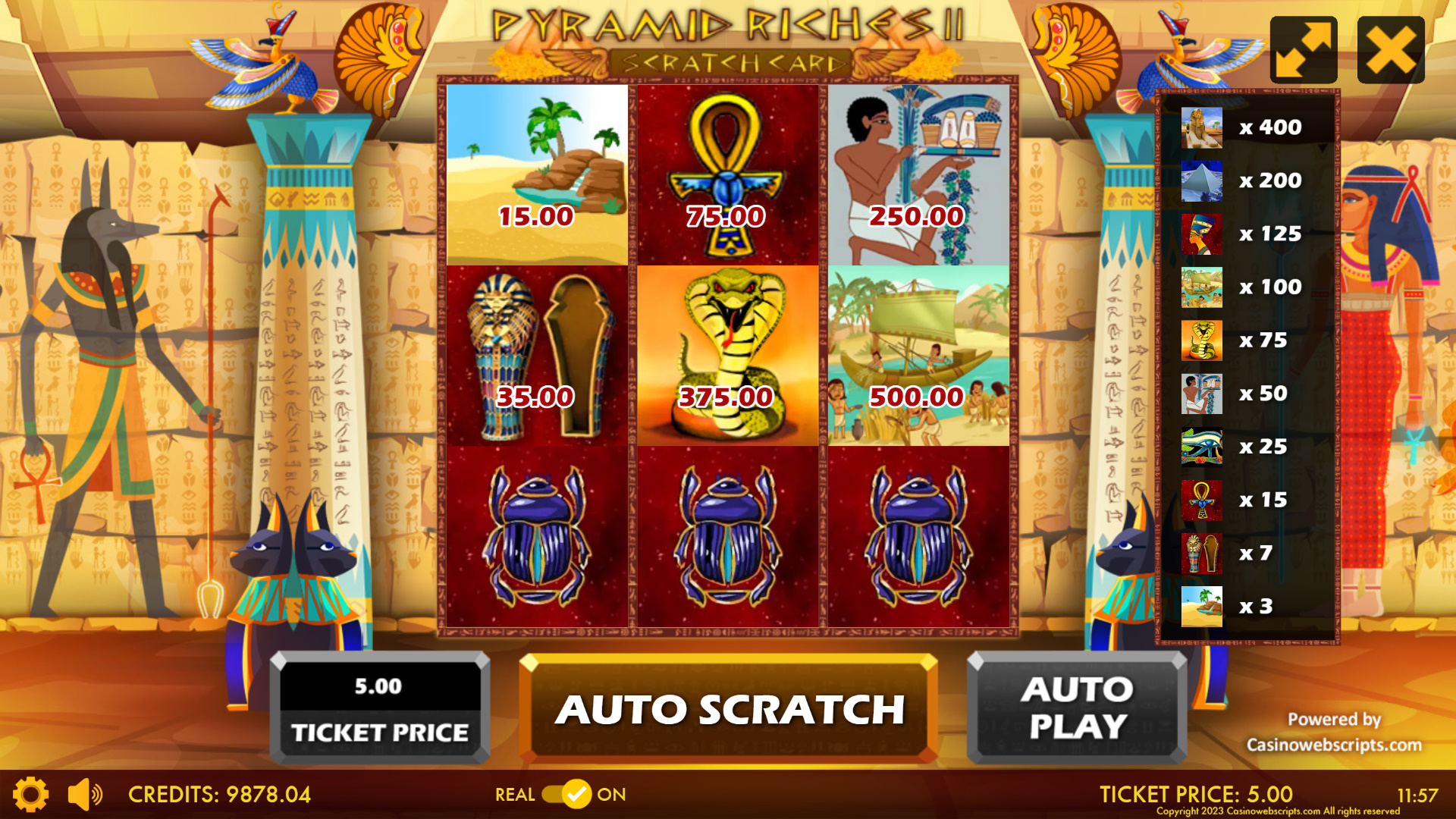 Pyramid Riches II Scratch Card - Preview