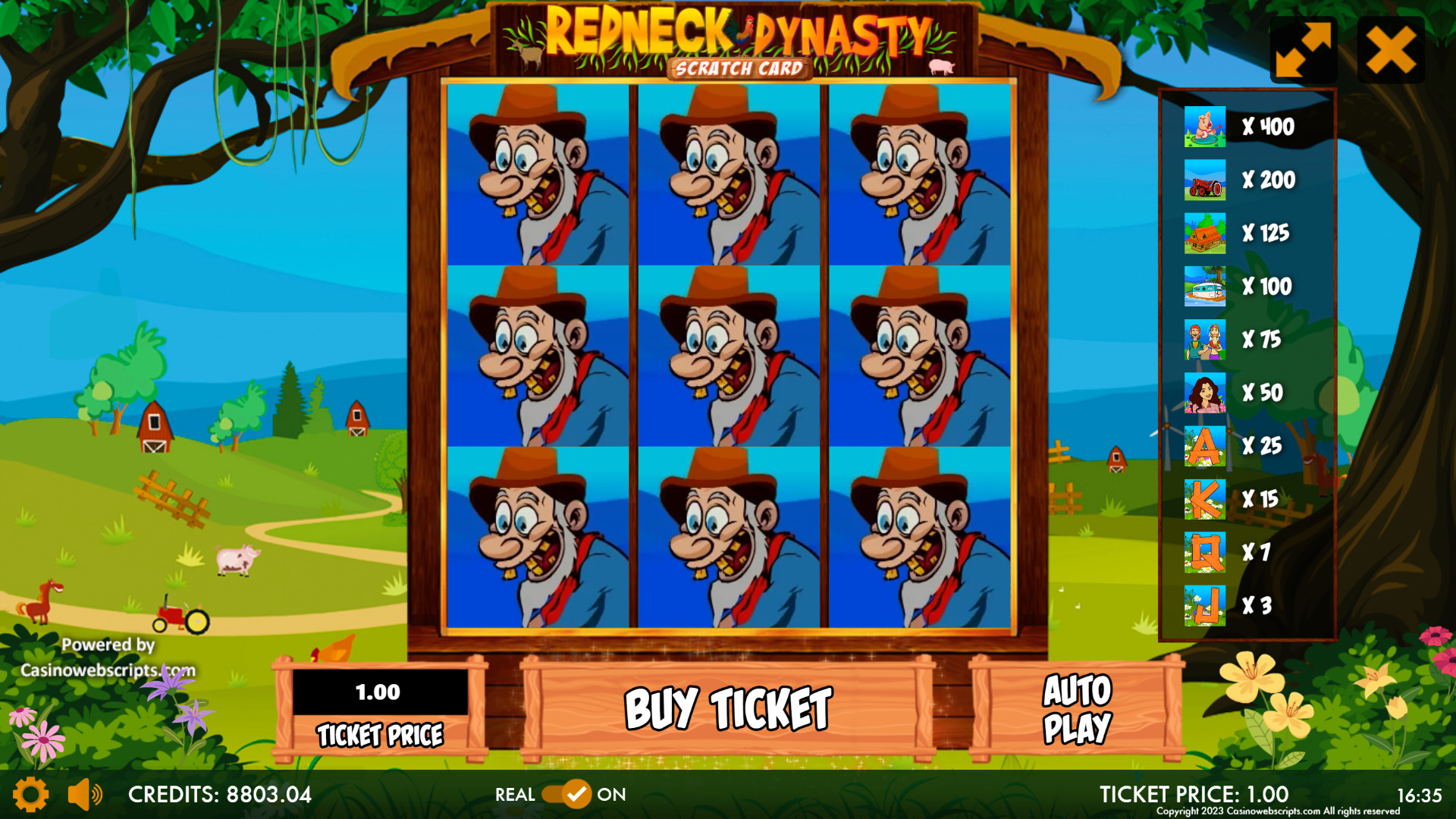 Redneck Dynasty Triple Jackpots Scratch Card - Preview