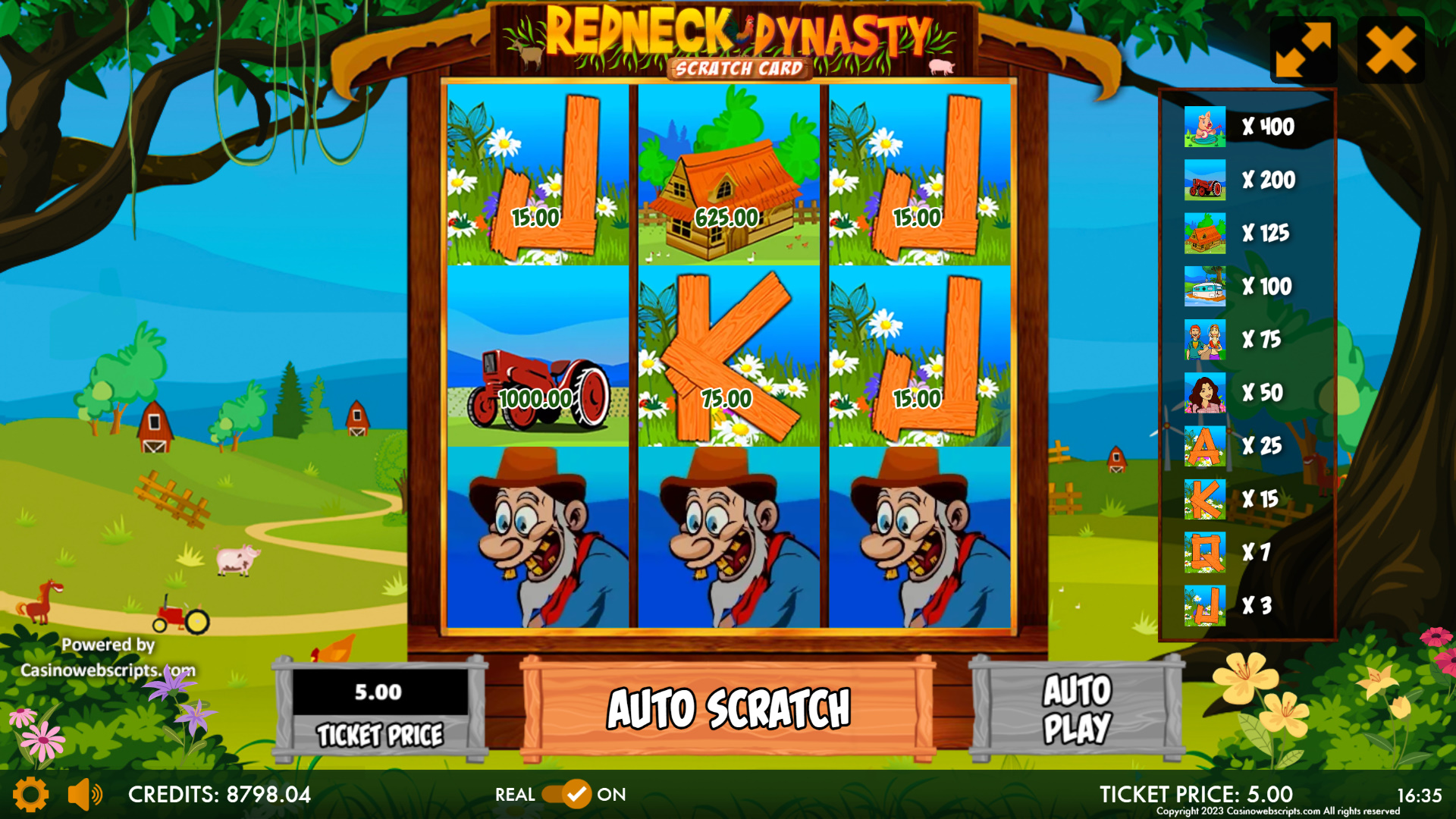 Redneck Dynasty Triple Jackpots Scratch Card - Preview