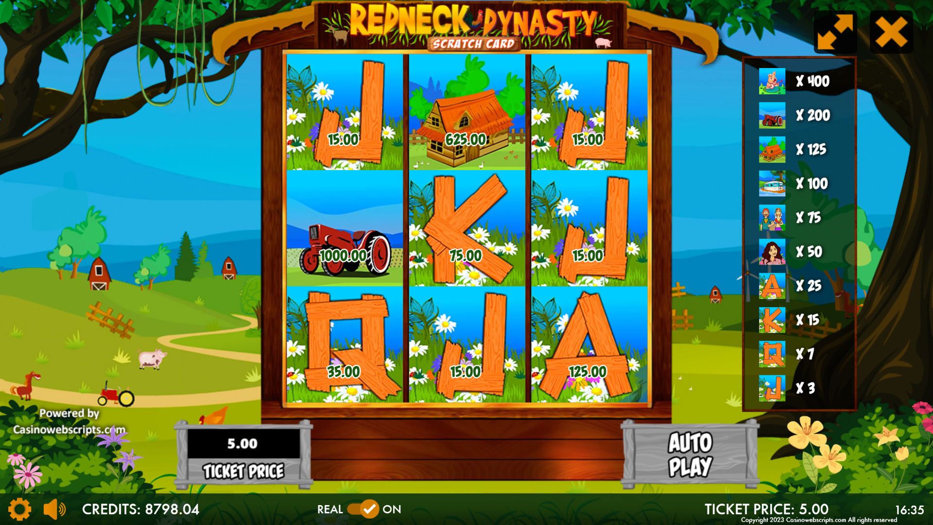 Redneck Dynasty Triple Jackpots Scratch Card - Preview