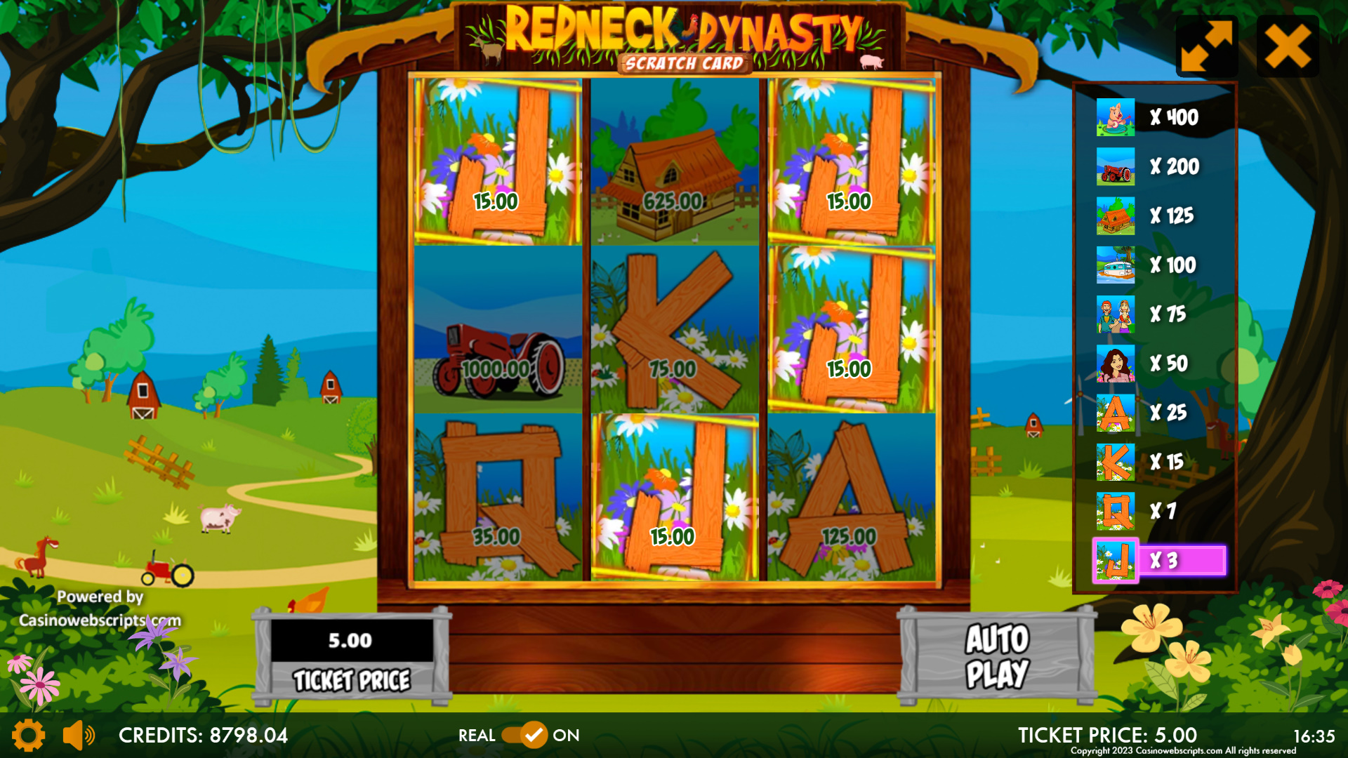 Redneck Dynasty Triple Jackpots Scratch Card - Preview