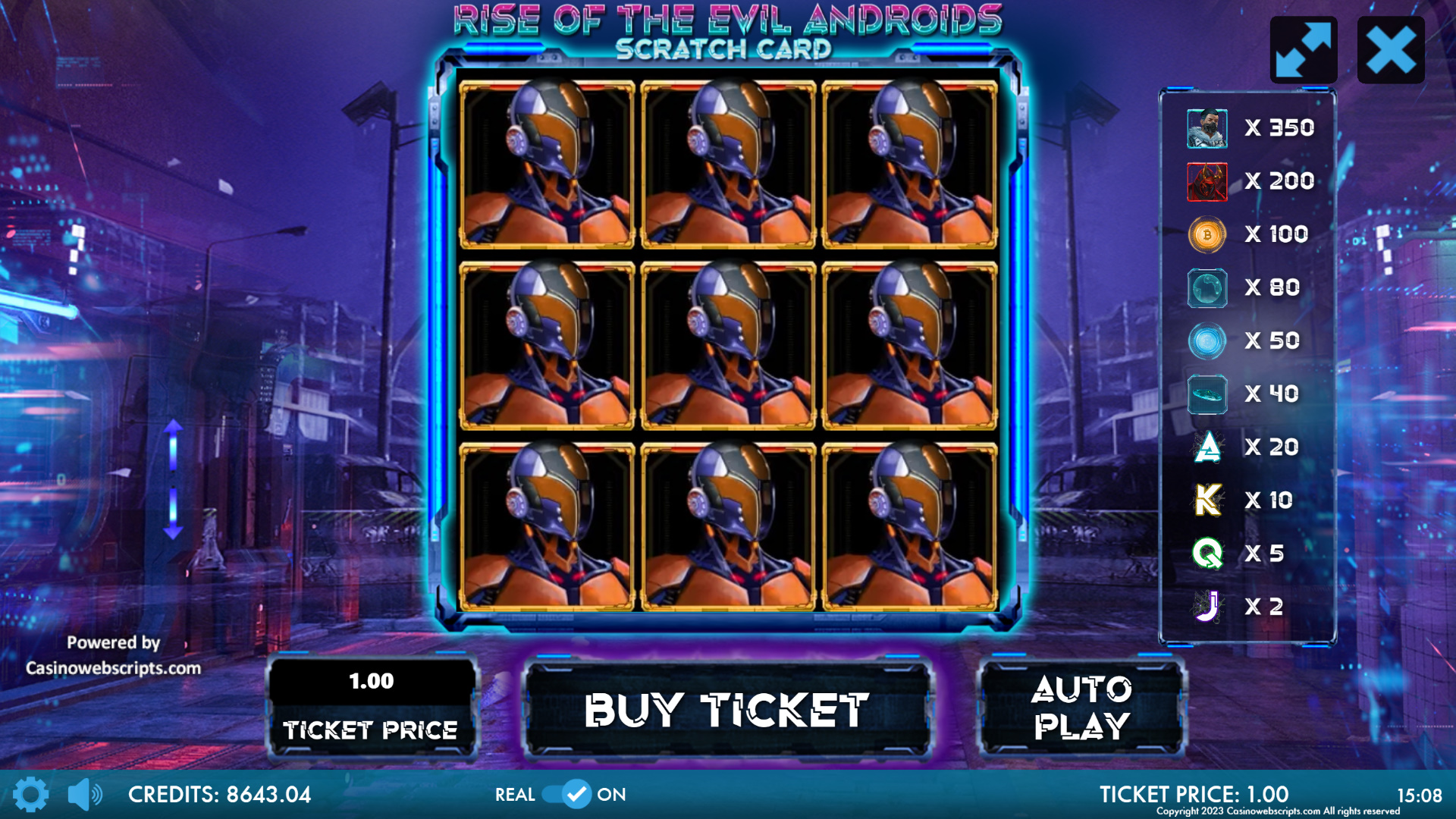 Rise Of The Evil Androids Scratch Card - Preview