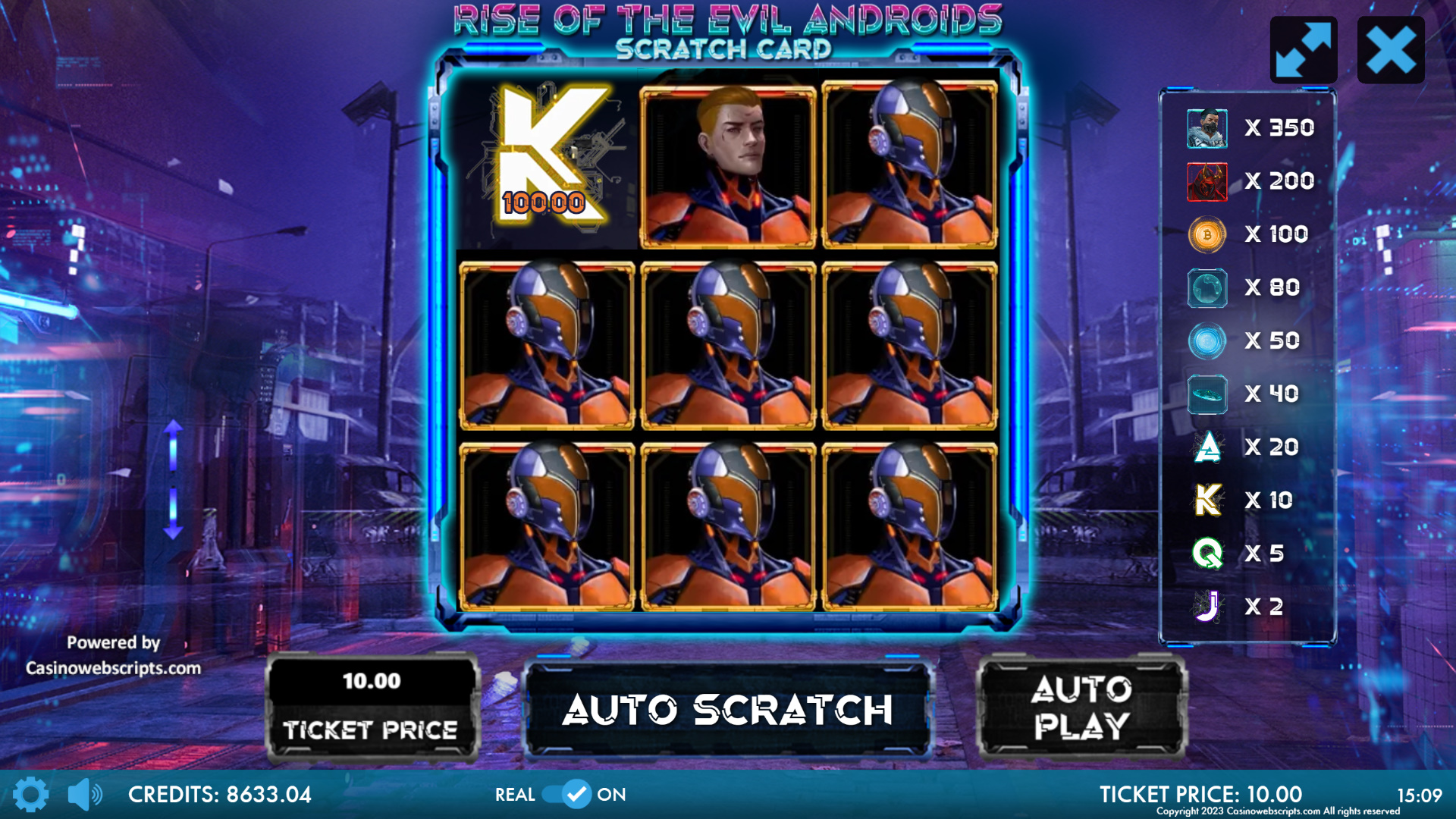 Rise Of The Evil Androids Scratch Card - Preview