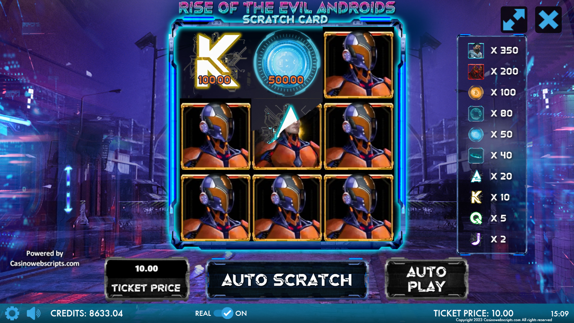 Rise Of The Evil Androids Scratch Card - Preview