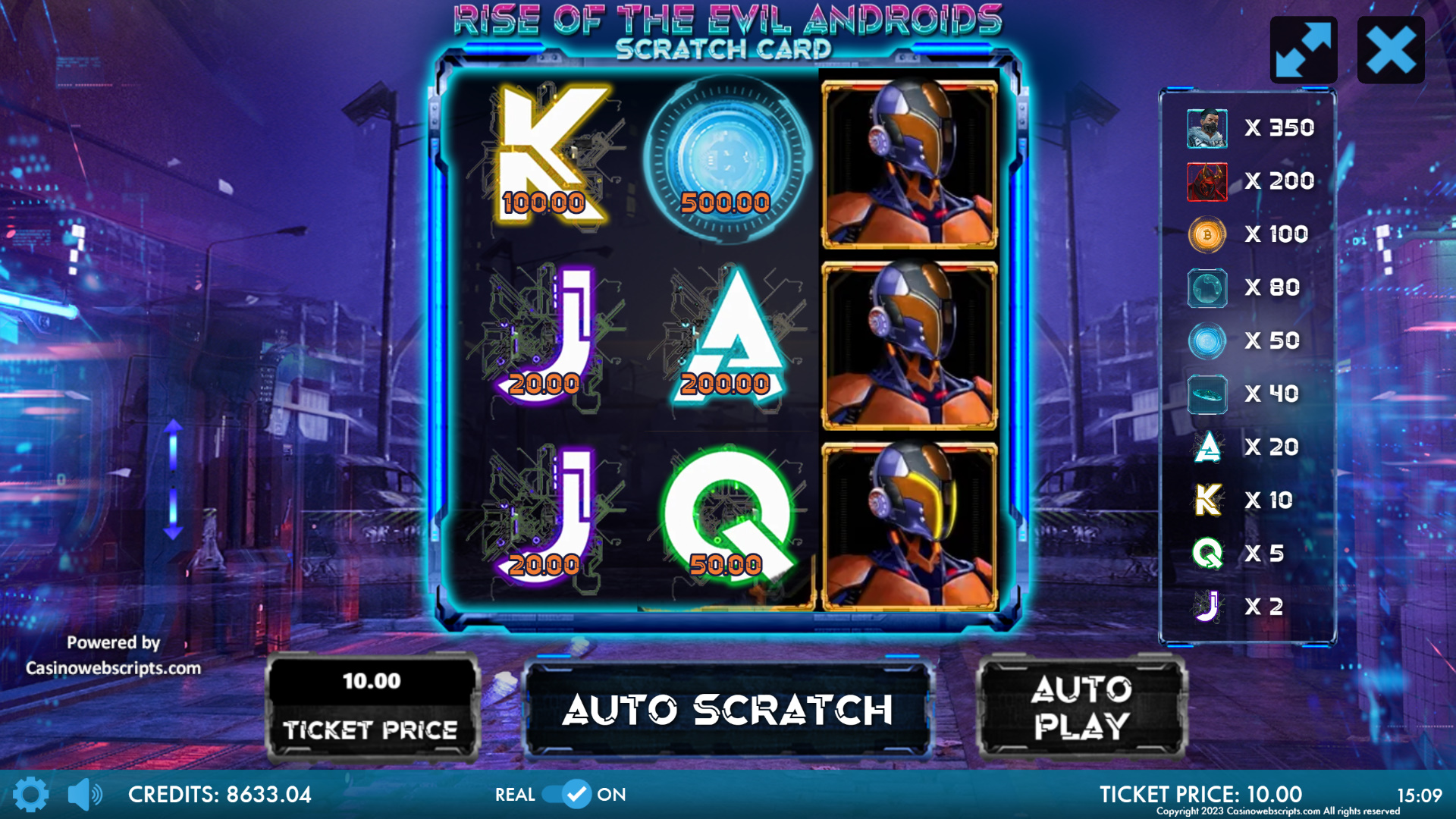 Rise Of The Evil Androids Scratch Card - Preview