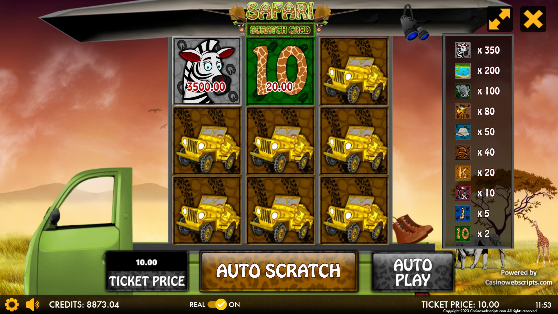 Safari Scratch Card - Preview