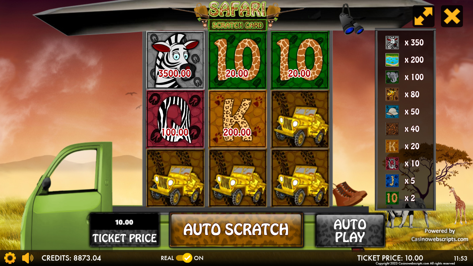Safari Scratch Card - Preview