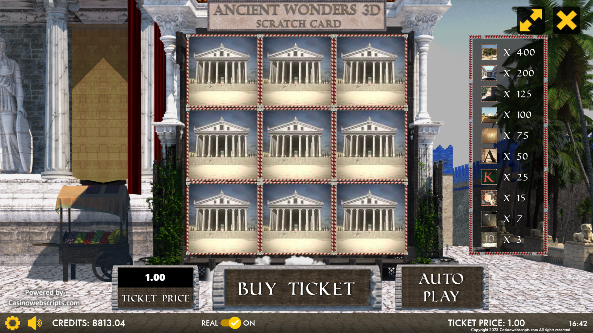 Ancient Wonders 3D Scratch Card - Preview