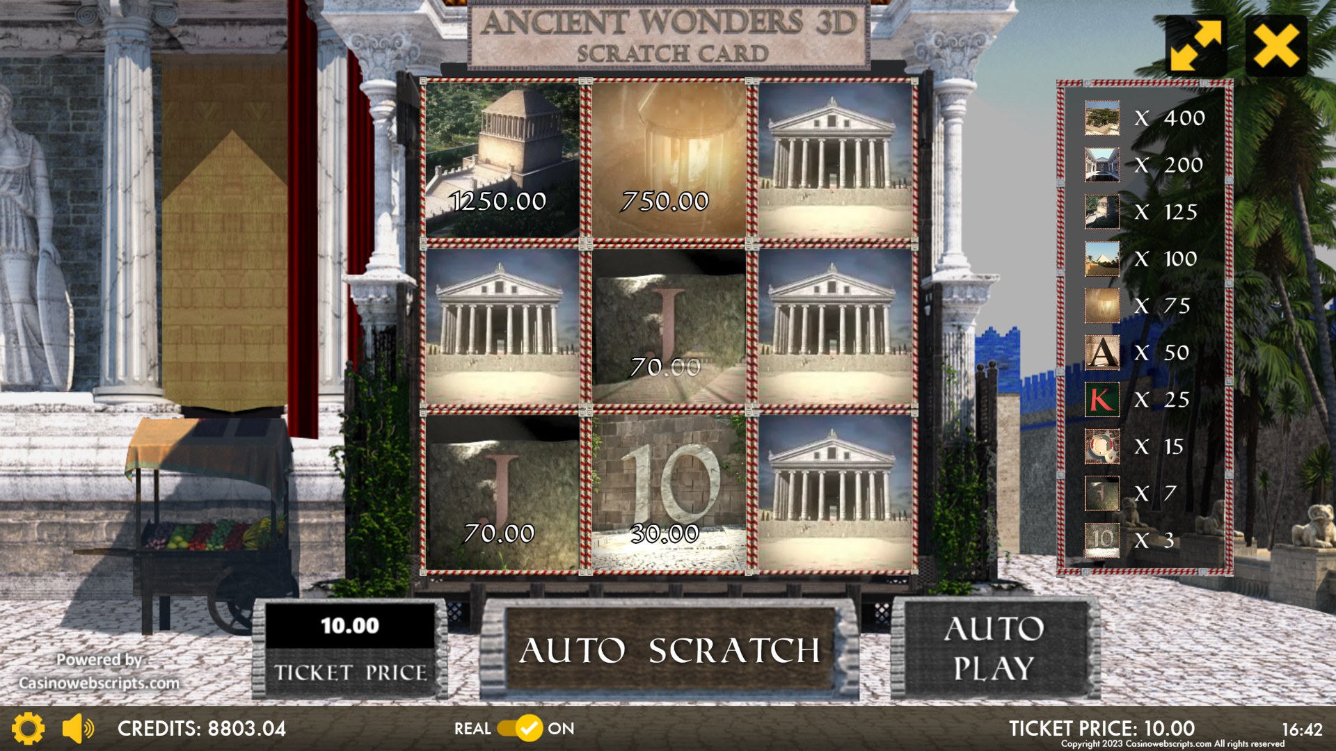 Ancient Wonders 3D Scratch Card - Preview