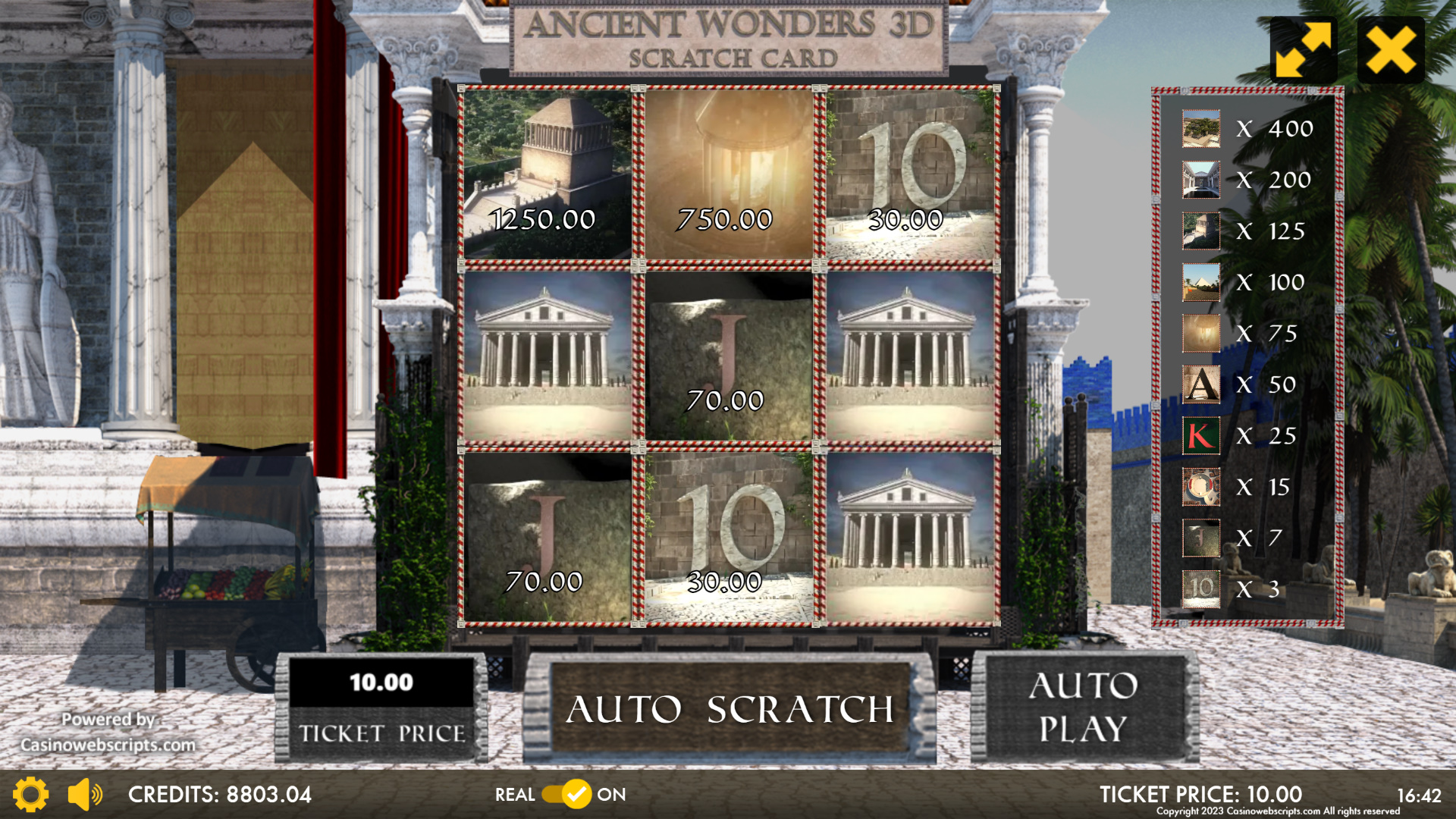 Ancient Wonders 3D Scratch Card - Preview
