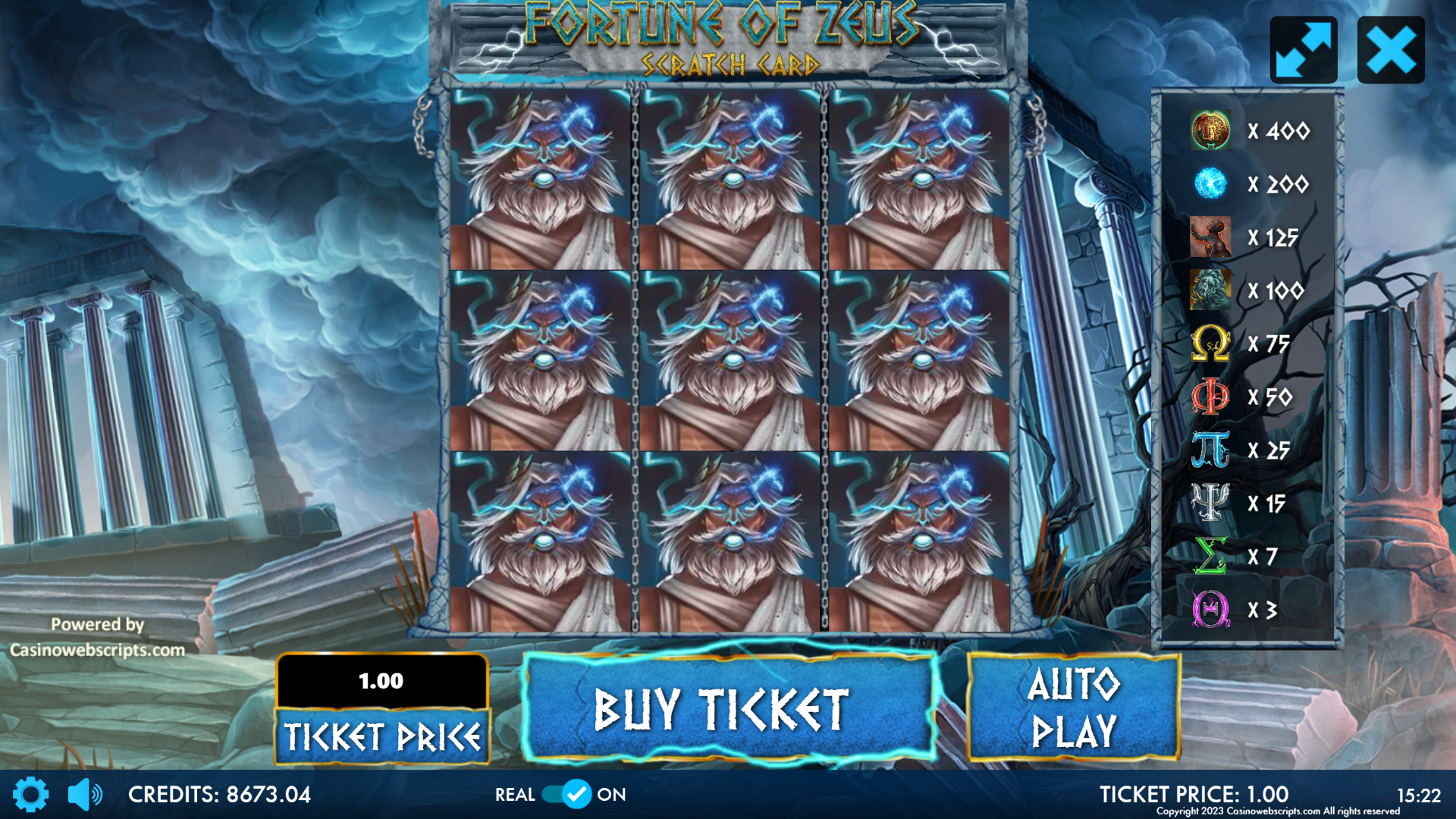 Fortune of Zeus - Scratch Card - Preview