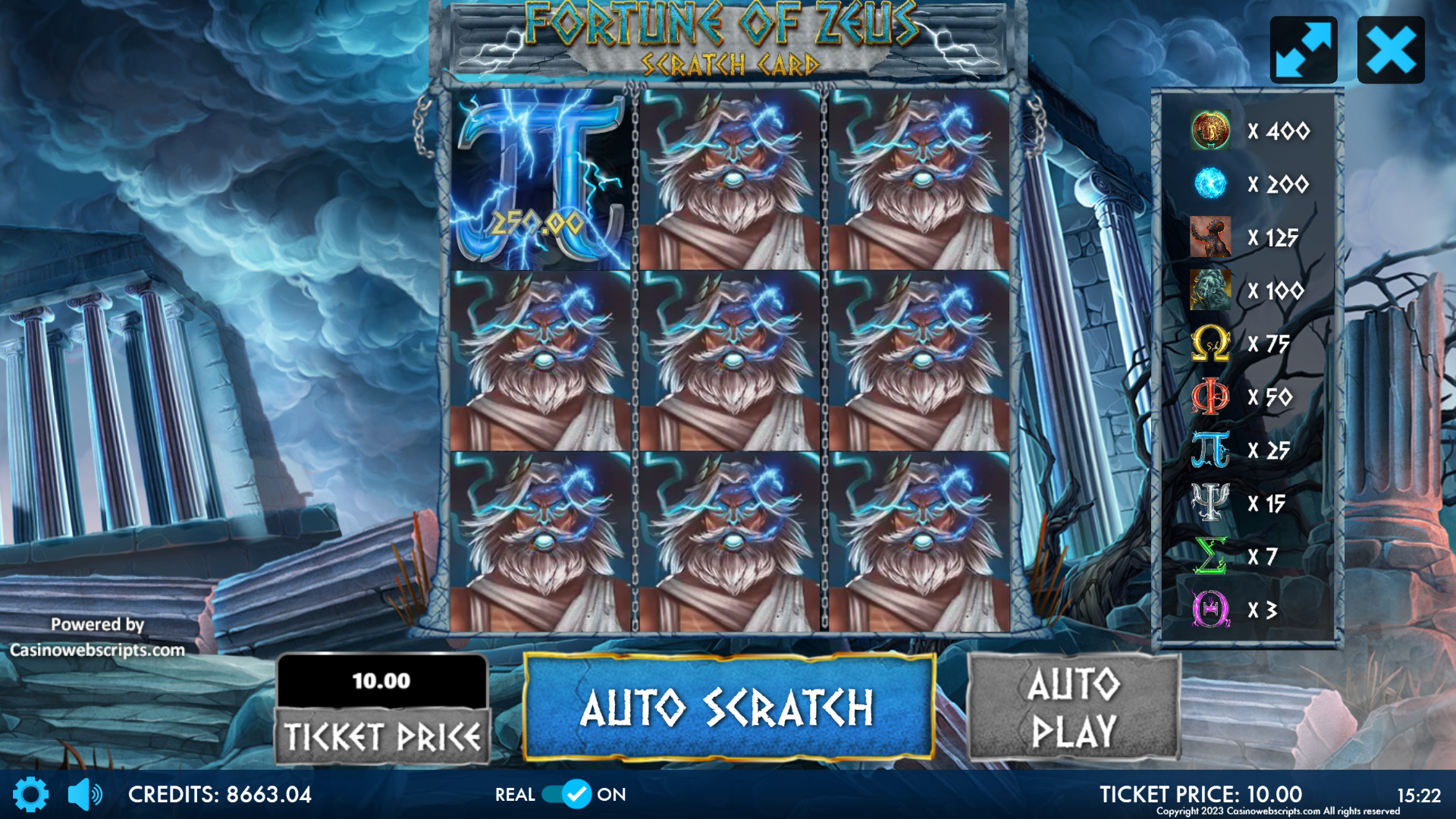 Fortune of Zeus - Scratch Card - Preview