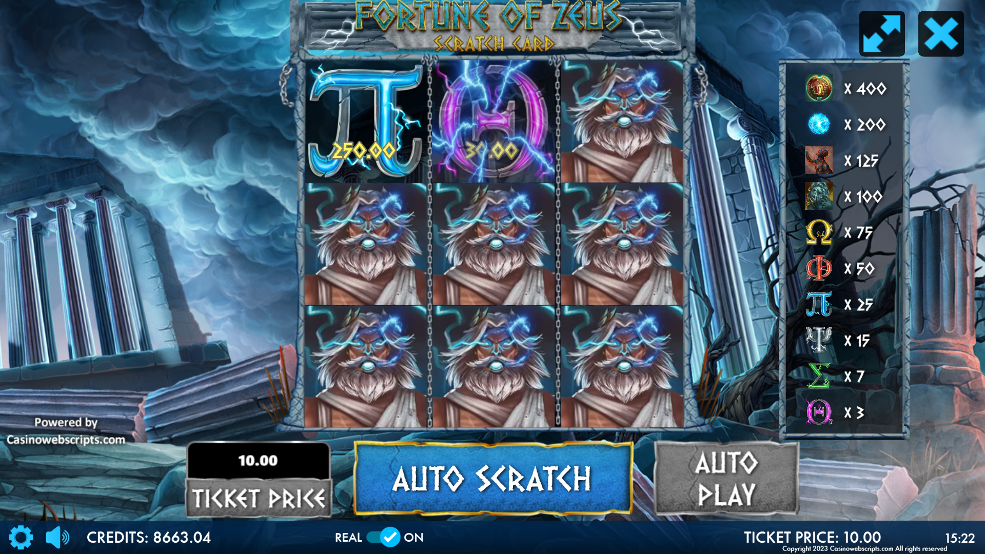 Fortune of Zeus - Scratch Card - Preview
