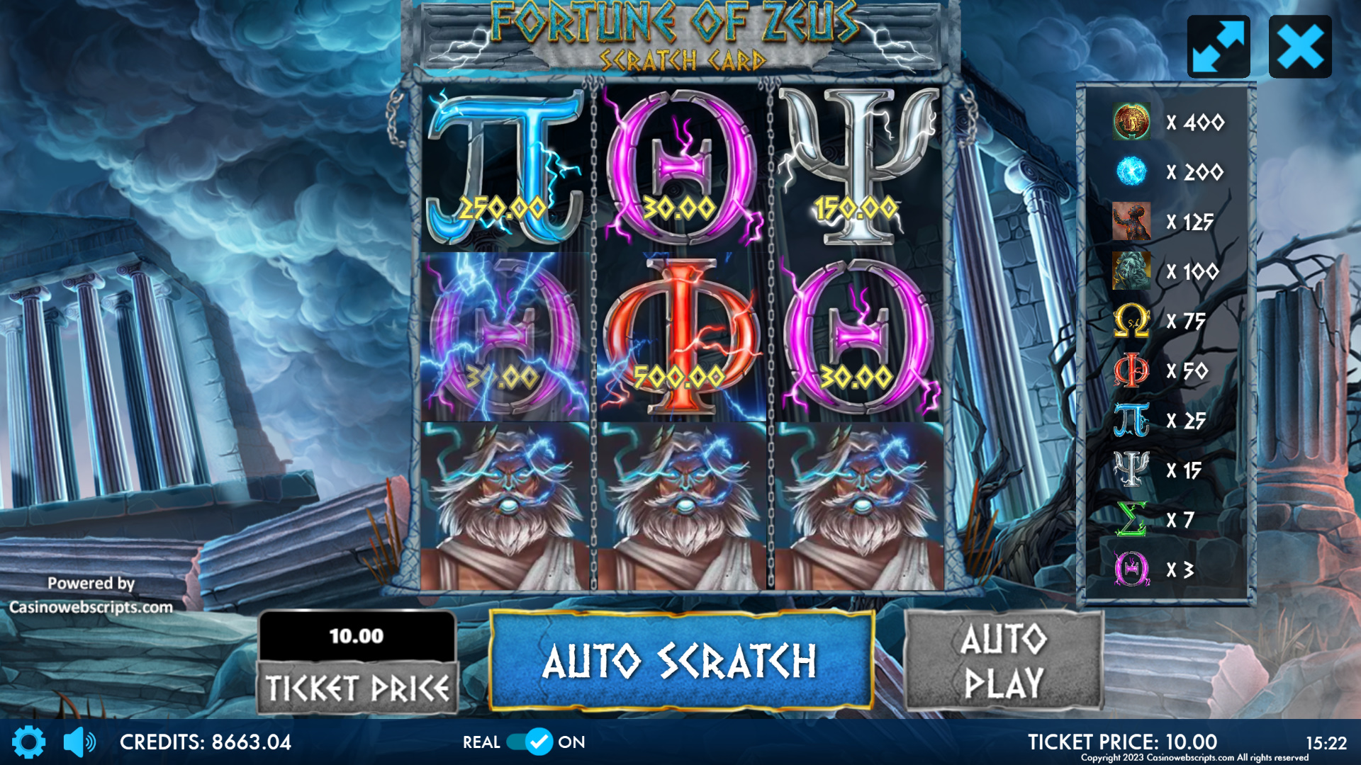 Fortune of Zeus - Scratch Card - Preview