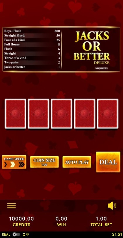Jacks Or Better Deluxe Video Poker HTML5 Mobile and PC mobile
