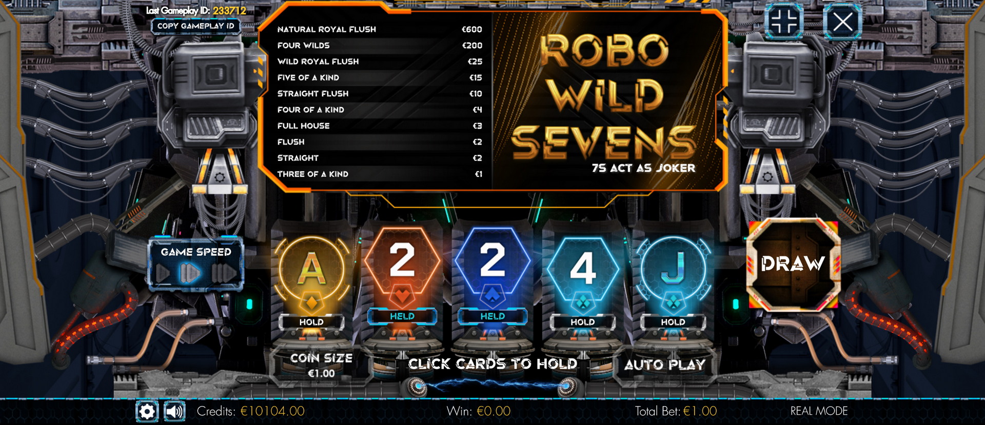Robo Wild Sevens Video Poker - Preview