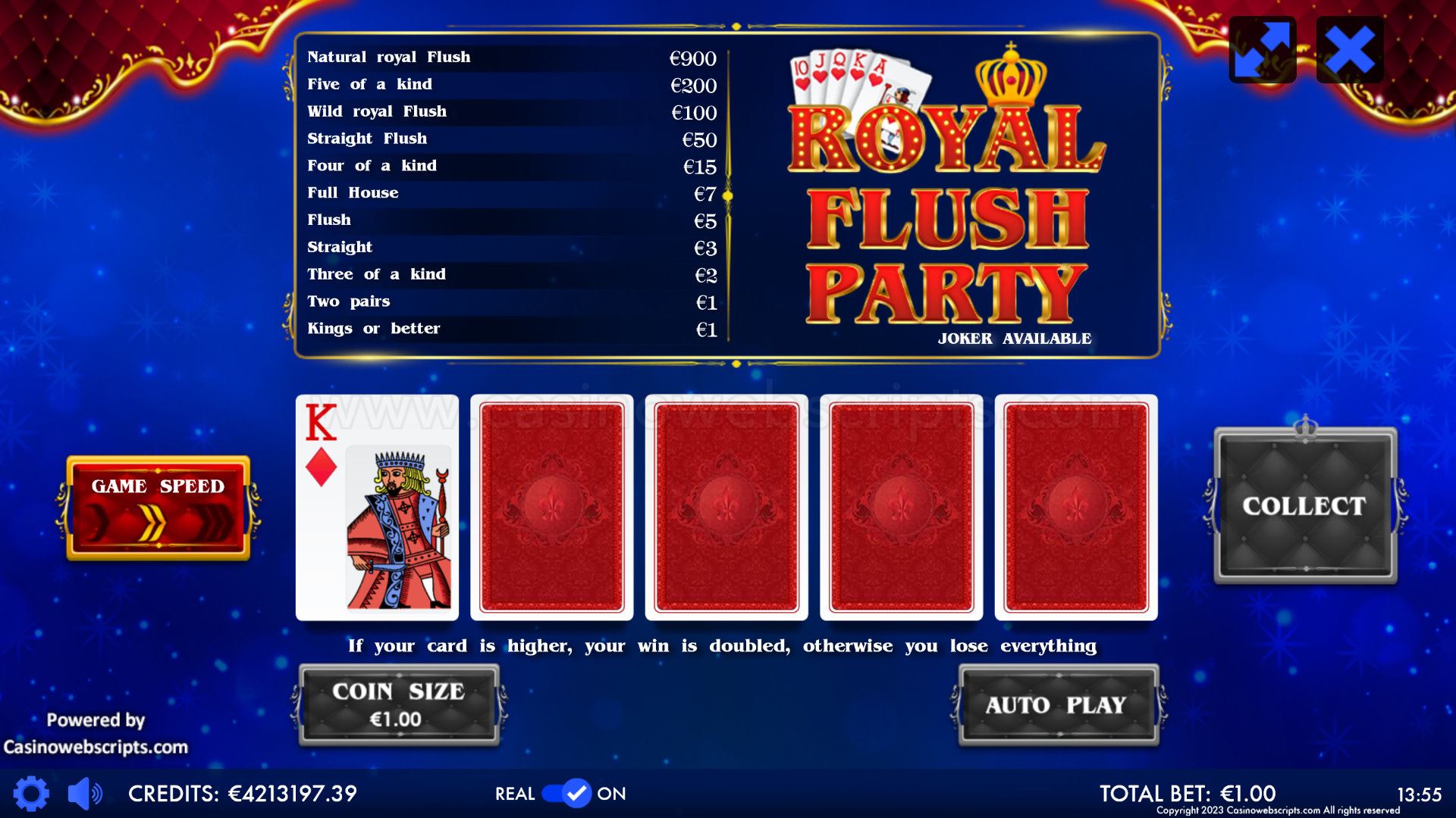 Royal Flush Party Deluxe Video Poker HTML5 Mobile and PC - Preview