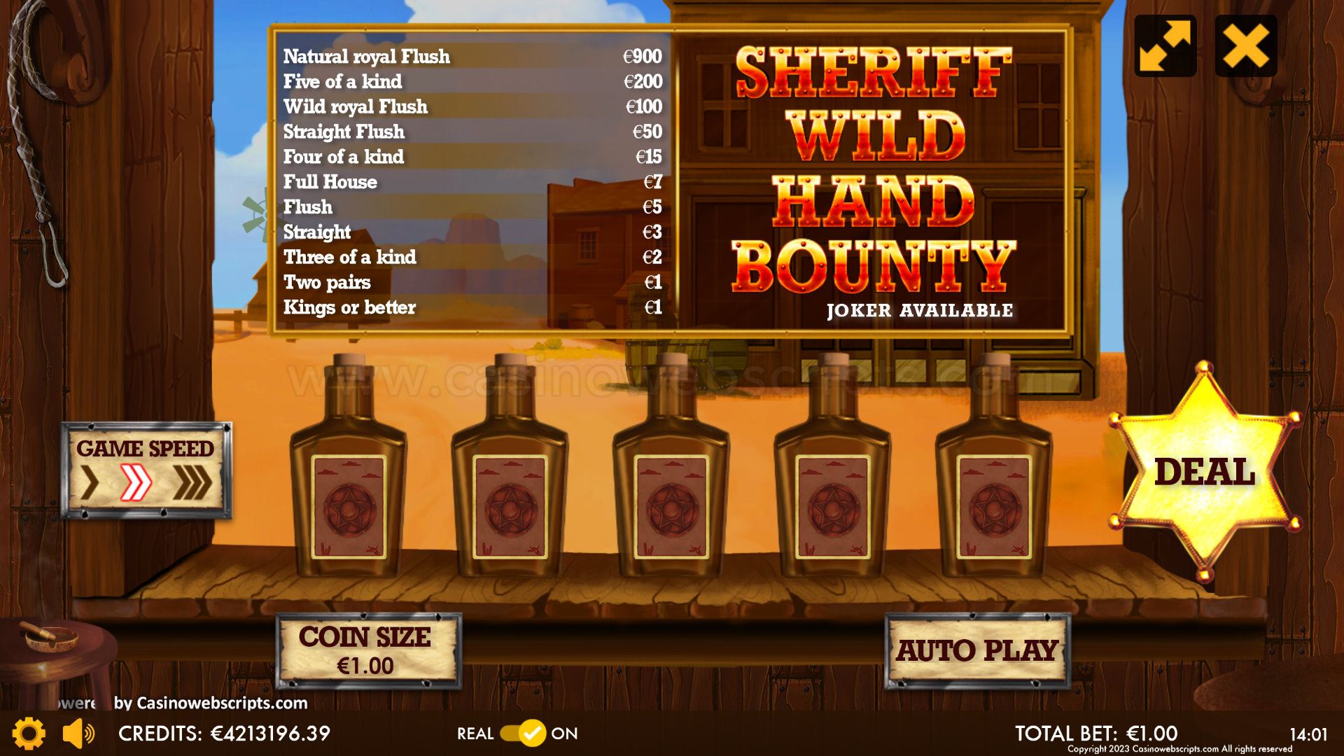 Sheriff Wild Hand Video Poker draw decision