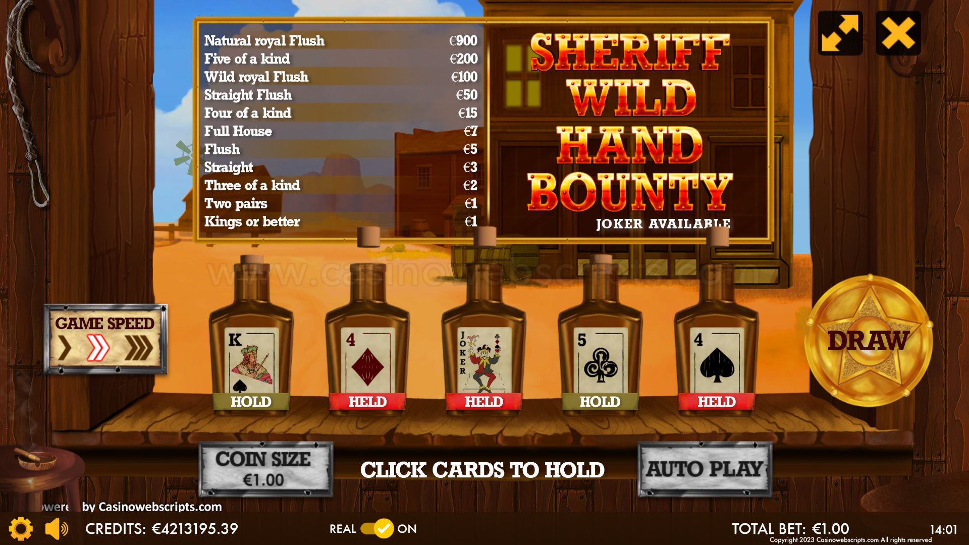 Sheriff Wild Hand Video Poker - Preview